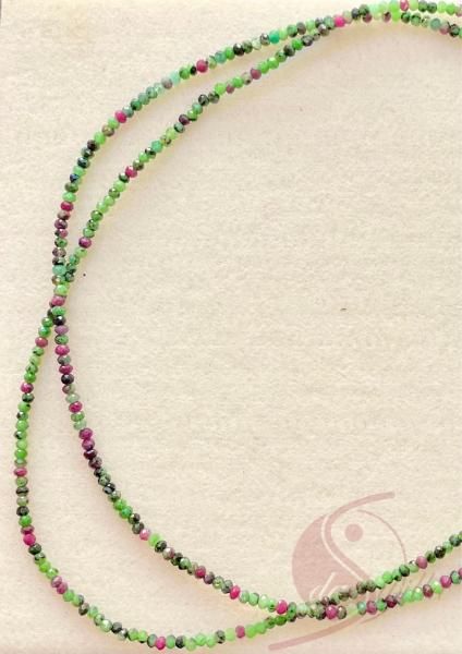Kette Zoisit mit Rubin – Dynamik & Regeneration (zweireihig, facettiert, 2x3mm Buttons)